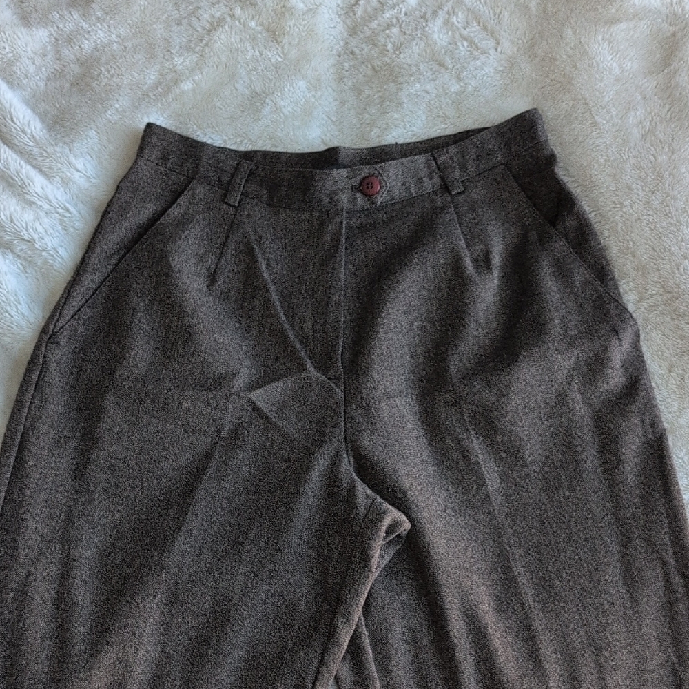 Van Heusen Brown Trousers High-Waisted Pleated